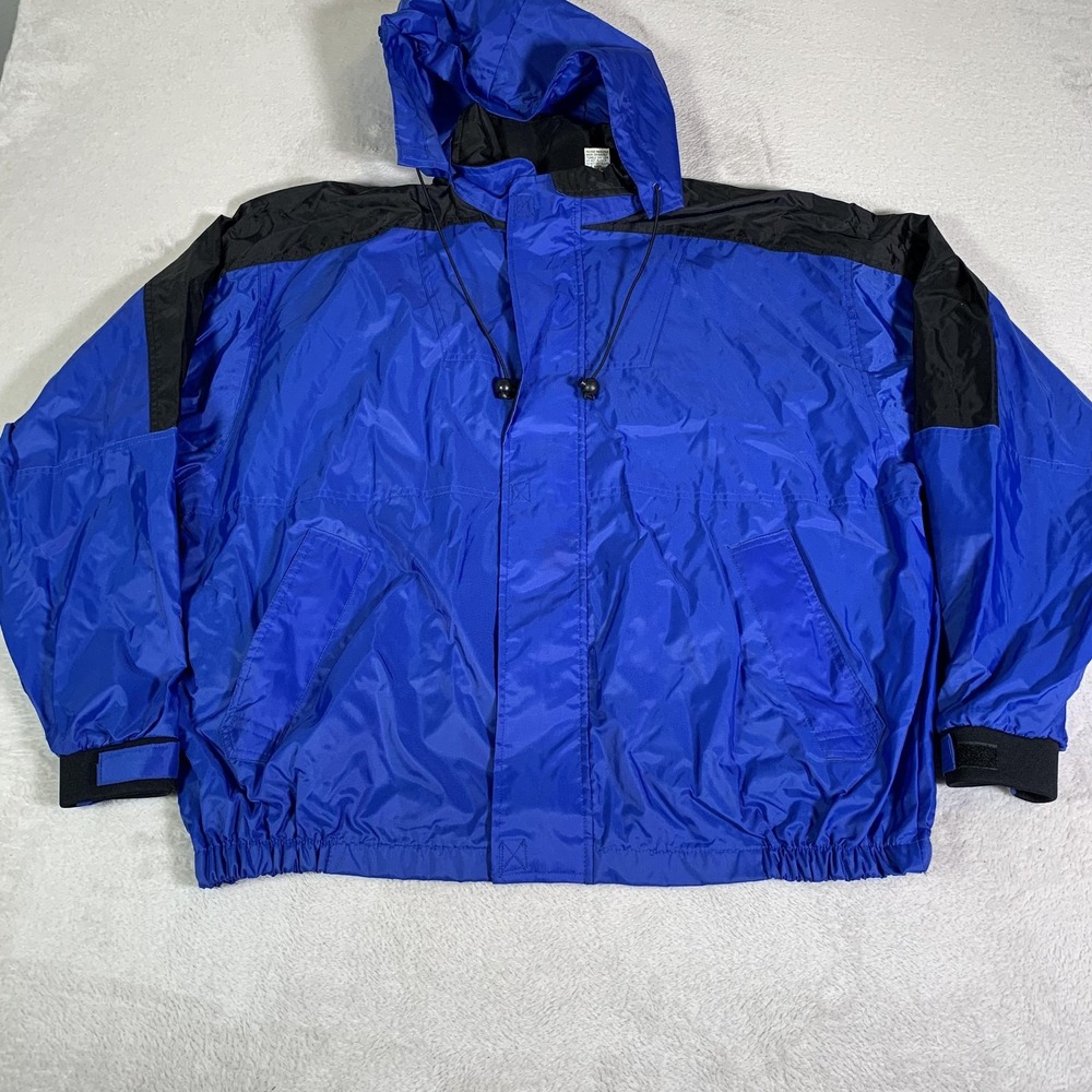 Vintage Marlboro Unlimited Jacket Mens XL Blue Nylon Hooded Windbreaker 90s